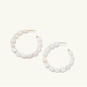 Mejuri Bold Pearl Hoop Earrings — brand new in the box
